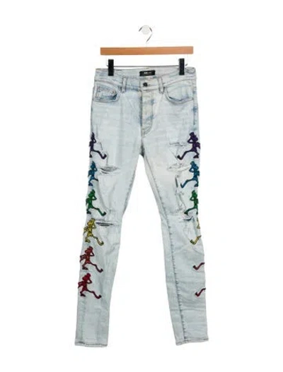 Pre-owned Amiri Mid-rise Straight Leg Jeans In Blue