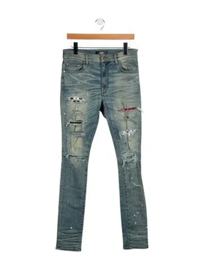 Pre-owned Amiri Mid-rise Straight Leg Jeans In Blue