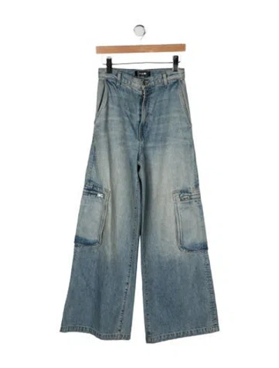Pre-owned Amiri Mid-rise Wide Leg Jeans In Blue