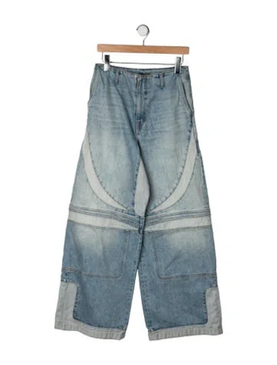 Pre-owned Amiri Mid-rise Wide Leg Jeans In Blue/green