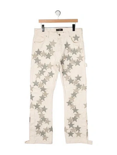 Pre-owned Amiri Mid-rise Wide Leg Jeans In Neutral