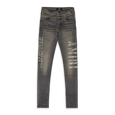 Amiri Military Stencil Grey Skinny Jeans In Gray