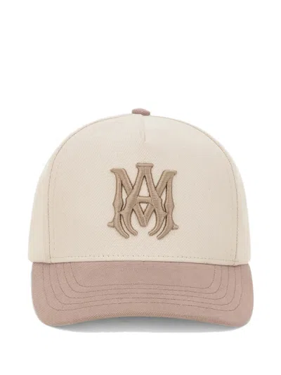 Amiri Mini Ma Logo Cotton Cap With Curved Brim And Double Snapback In Neutral