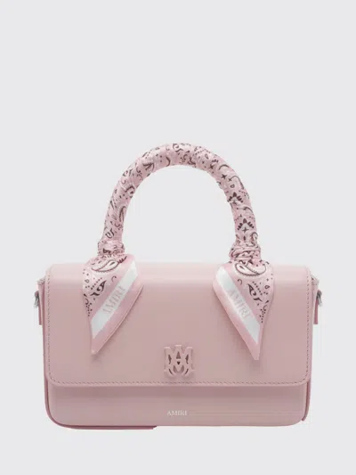 Amiri Mini Monogram Leather Handbag With Detachable Strap In Pink