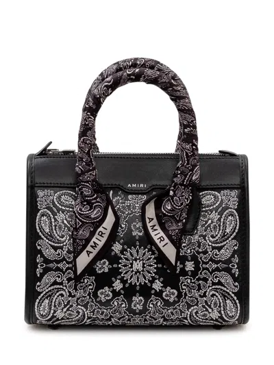 Amiri Mini Triangle Handbag With Bandana Motif In Black