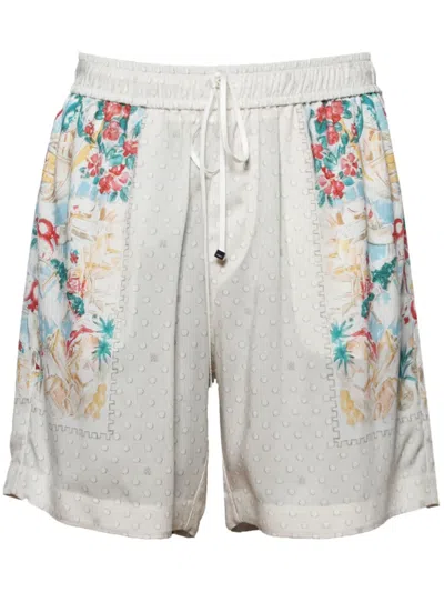 Amiri Mix-print Deck Shorts In Grey
