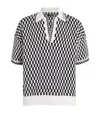Amiri Mohair Checkerboard Polo Shirt In Black