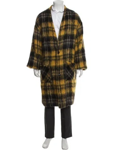 Pre-owned Amiri Mohair Plaid Print Overcoat In Black/yellow