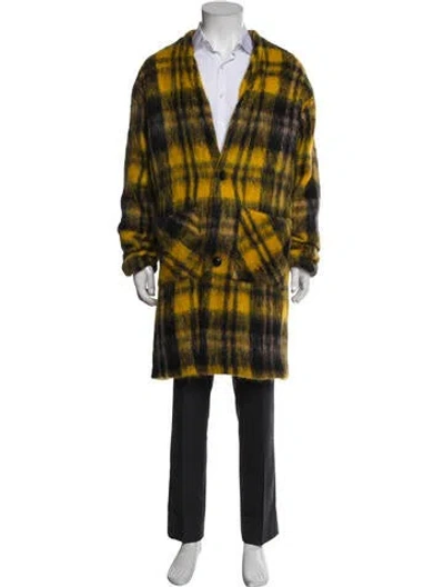 Pre-owned Amiri Mohair Plaid Print Overcoat W/ Tags In Yellow
