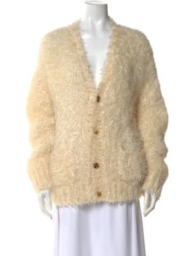 Pre-owned Amiri Mohair V-neck Sweater In Neutral