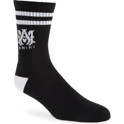 Amiri Monogram Core Logo Crew Socks In Black White