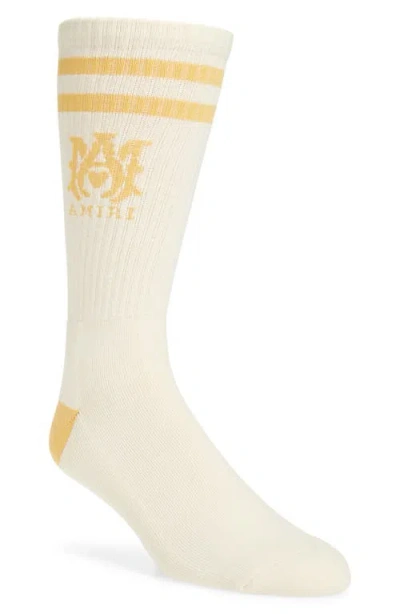 Amiri Monogram Core Logo Crew Socks In Champagne