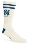Amiri Monogram Core Logo Crew Socks In Vintage Blue