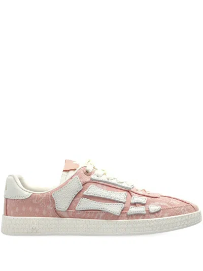 Amiri Monogram-embossed Lace-up Sneakers In Pink