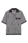 AMIRI MONOGRAM HOUNDSTOOTH SILK TWILL BOWLING SHIRT