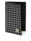 Amiri Monogram Pattern Leather Passport Holder In Black