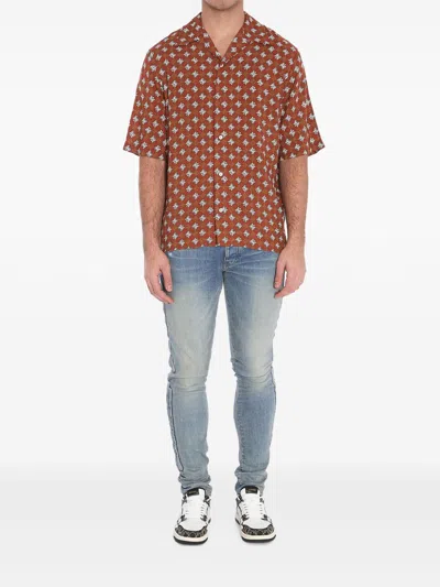 Amiri Monogram-print Shirt In Orange