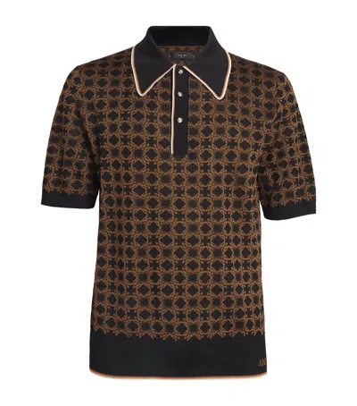 Amiri Monogram Quad Polo Shirt In Brown