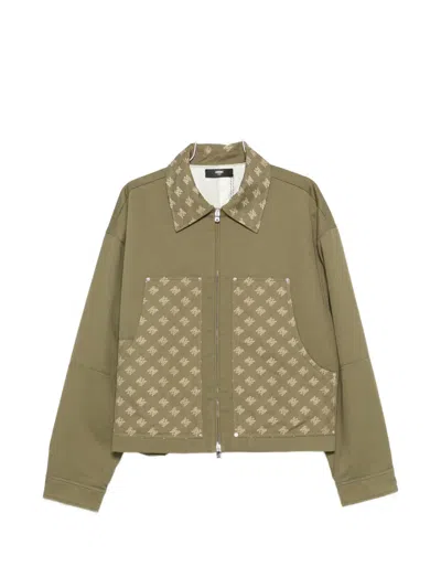 Amiri Monogram-pattern Panelled Jacket In Green