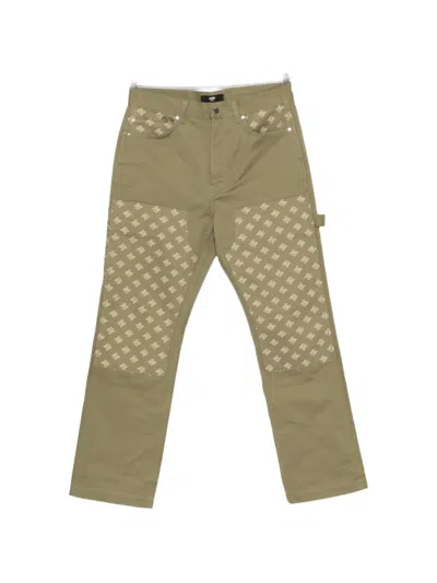 Amiri Monogram-pattern Panelled Trousers In Green