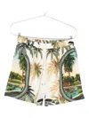 Amiri Paradise Straight-leg Printed Satin Drawstring Shorts In Green