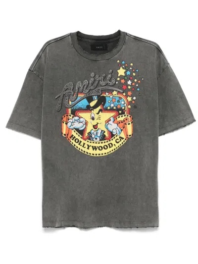 Amiri Gray Mr. Hollywood Oversized T-shirt In Black