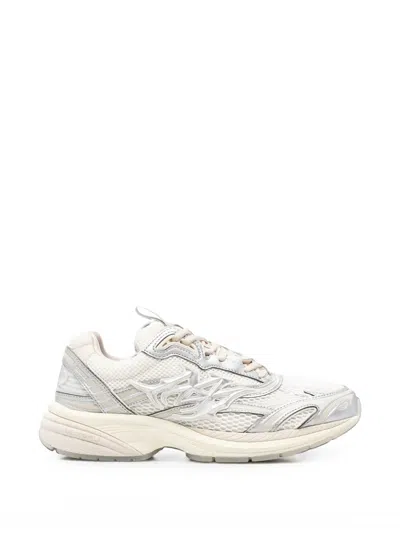 Amiri M-tech Metallic Leather Sneakers In White