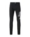 Amiri Black Ma Swirl Crystal Skinny Jeans In Black
