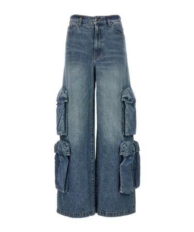 AMIRI MULTI-POCKET ZIPPER DENIM TROUSERS
