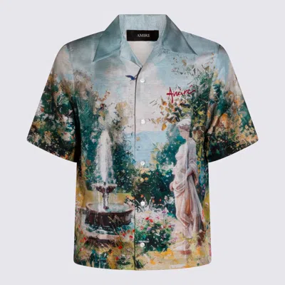 Amiri Mens Multi Chateau Fountain Printed Silk Shirt
