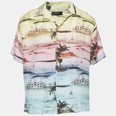 Pre-owned Amiri Multicolor Graphic Print Satin Shirt Xl