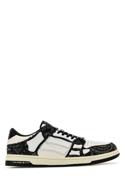 Amiri Multicolor Leather And Fabric Bandana Denim Skel Sneakers In Black