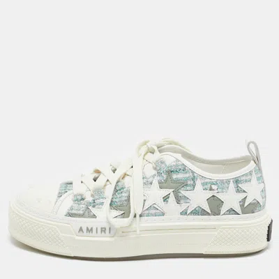 Pre-owned Amiri Multicolor Leather And Tweed Stars Court Low Top Sneakers Size 39