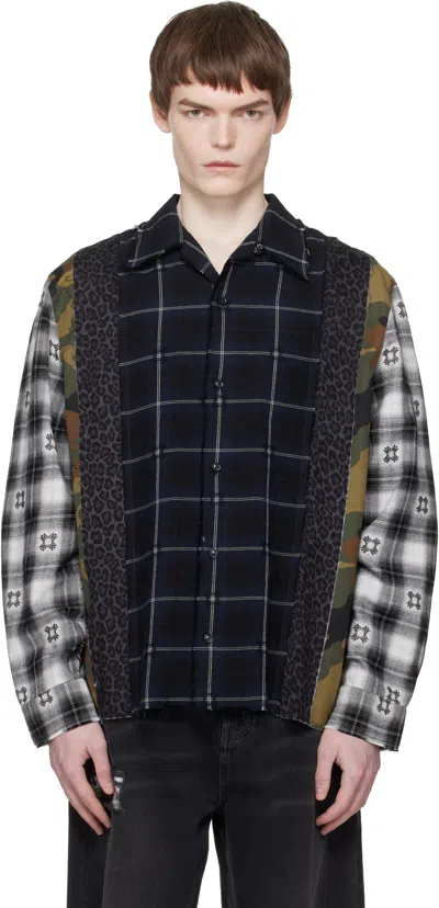 Amiri Multicolor Spliced Ma Quad Flannel Shirt In Black