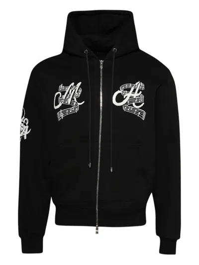 Amiri Music Club Zip-up Hoodie In Black