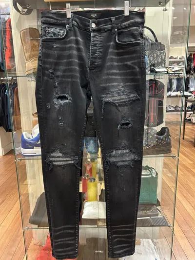 Pre-owned Amiri Mx-1 Iridescent Patch Black Denim