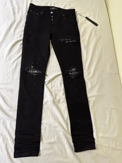 Pre-owned Amiri Mx1 Black Bandana Jeans
