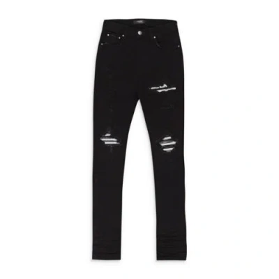 Pre-owned Amiri Mx1 Black Silver Skinny Jeans Size 32 $1090