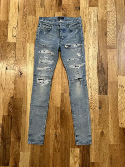 Pre-owned Amiri Mx1 Blue Tie Dye Blue Denim Jeans Size 31
