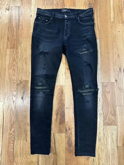 Pre-owned Amiri Mx1 Camo Black Denim Jeans Size 31