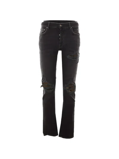 Amiri Mx1 Camo-patch Jeans In Black