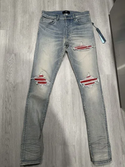 Pre-owned Amiri Mx1 Clay Red Skinny Jeans 100% Authentic New In Blue