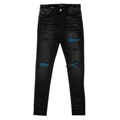 Pre-owned Amiri Mx1 Cracked Paint Aged Black Straight-fit Jeans Size 33 $1090