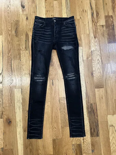 Pre-owned Amiri Mx1 Crystal Black Denim Jeans Size 30