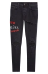 Amiri Casual Trousers With Five Pockets And Embroidery In Black