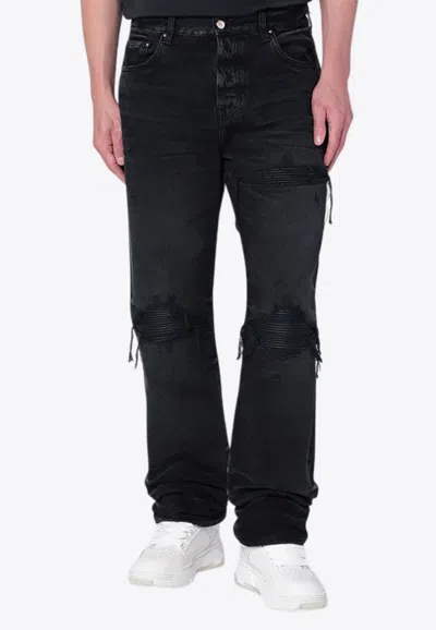 Amiri Mx1 Distressed Straight-leg Jeans In Black
