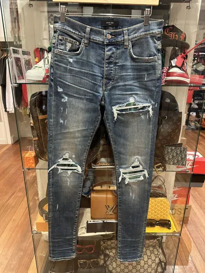 Pre-owned Amiri Mx1 Flannel Patch In Denim