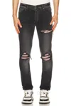 Amiri Straight Denim Jeans Belt Loops Five Pockets In Black