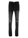 Amiri Stretch Denim Jeans Distressed Detailing In Black