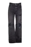 Amiri Distressed Denim Trousers With Faded Detailing